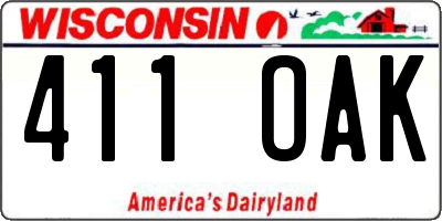 WI license plate 411OAK
