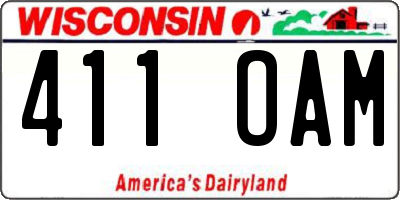 WI license plate 411OAM