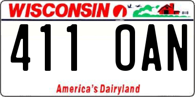 WI license plate 411OAN