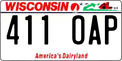 WI license plate 411OAP