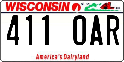 WI license plate 411OAR