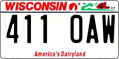 WI license plate 411OAW