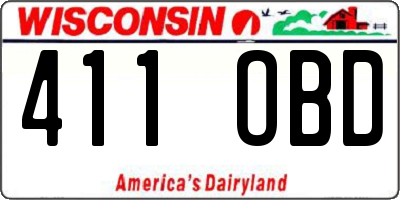 WI license plate 411OBD