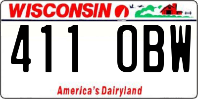 WI license plate 411OBW