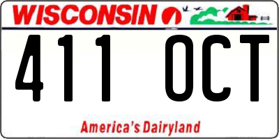 WI license plate 411OCT
