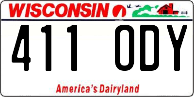 WI license plate 411ODY