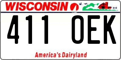 WI license plate 411OEK