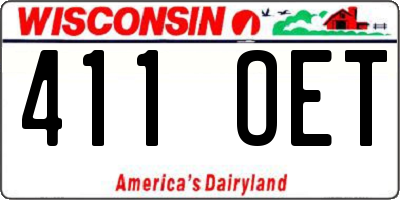 WI license plate 411OET