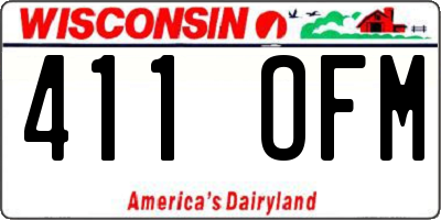 WI license plate 411OFM
