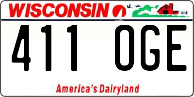 WI license plate 411OGE