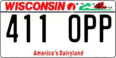 WI license plate 411OPP