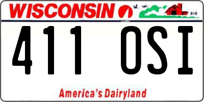 WI license plate 411OSI