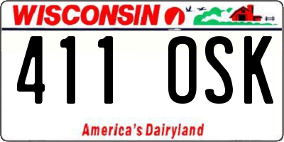 WI license plate 411OSK