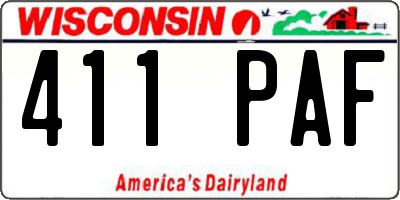 WI license plate 411PAF