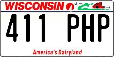 WI license plate 411PHP