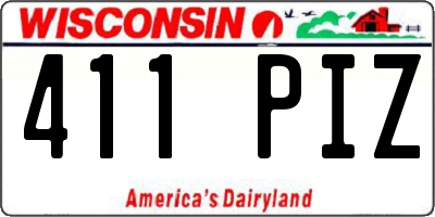 WI license plate 411PIZ