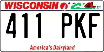 WI license plate 411PKF