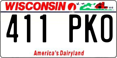 WI license plate 411PKO