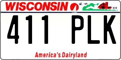 WI license plate 411PLK