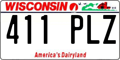 WI license plate 411PLZ