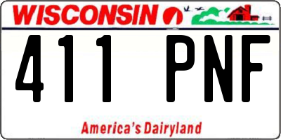 WI license plate 411PNF
