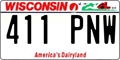 WI license plate 411PNW