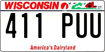 WI license plate 411PUU