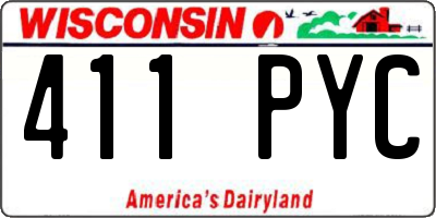 WI license plate 411PYC