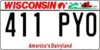 WI license plate 411PYO
