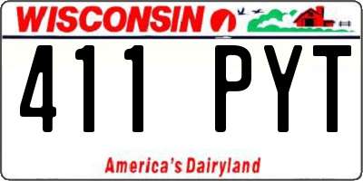 WI license plate 411PYT