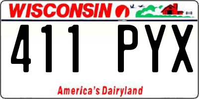 WI license plate 411PYX