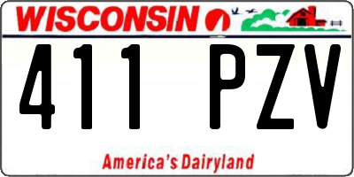 WI license plate 411PZV