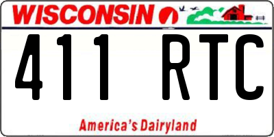 WI license plate 411RTC
