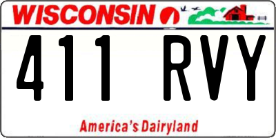 WI license plate 411RVY