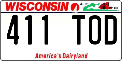 WI license plate 411TOD