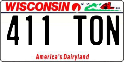 WI license plate 411TON