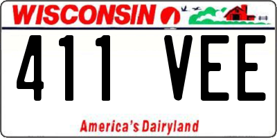 WI license plate 411VEE
