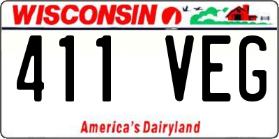 WI license plate 411VEG