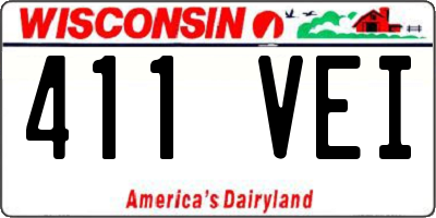 WI license plate 411VEI