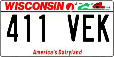 WI license plate 411VEK