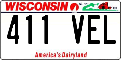 WI license plate 411VEL