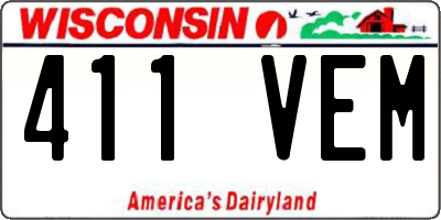 WI license plate 411VEM