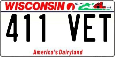 WI license plate 411VET