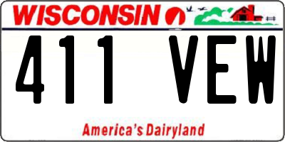 WI license plate 411VEW