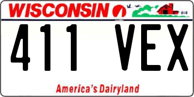 WI license plate 411VEX
