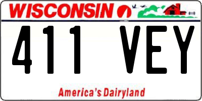 WI license plate 411VEY