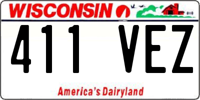 WI license plate 411VEZ