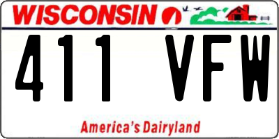 WI license plate 411VFW