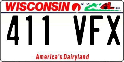 WI license plate 411VFX