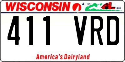 WI license plate 411VRD